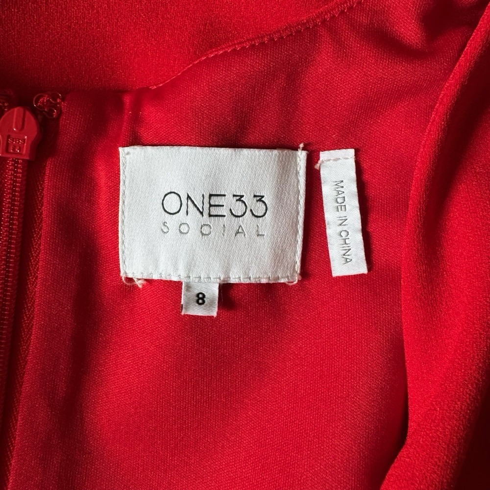 One 33 Social Color Block Bow Front Gown Side Cutouts Pink Red 8 Event Dress - Picture 9 of 16